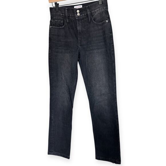 FRAME High Rise Black Wash Heritage Le Sylvie Slender Straight Women's size 25 - Picture 3 of 8